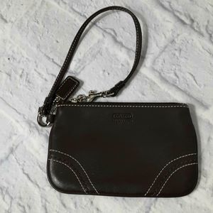 Coach brown leather wristlet